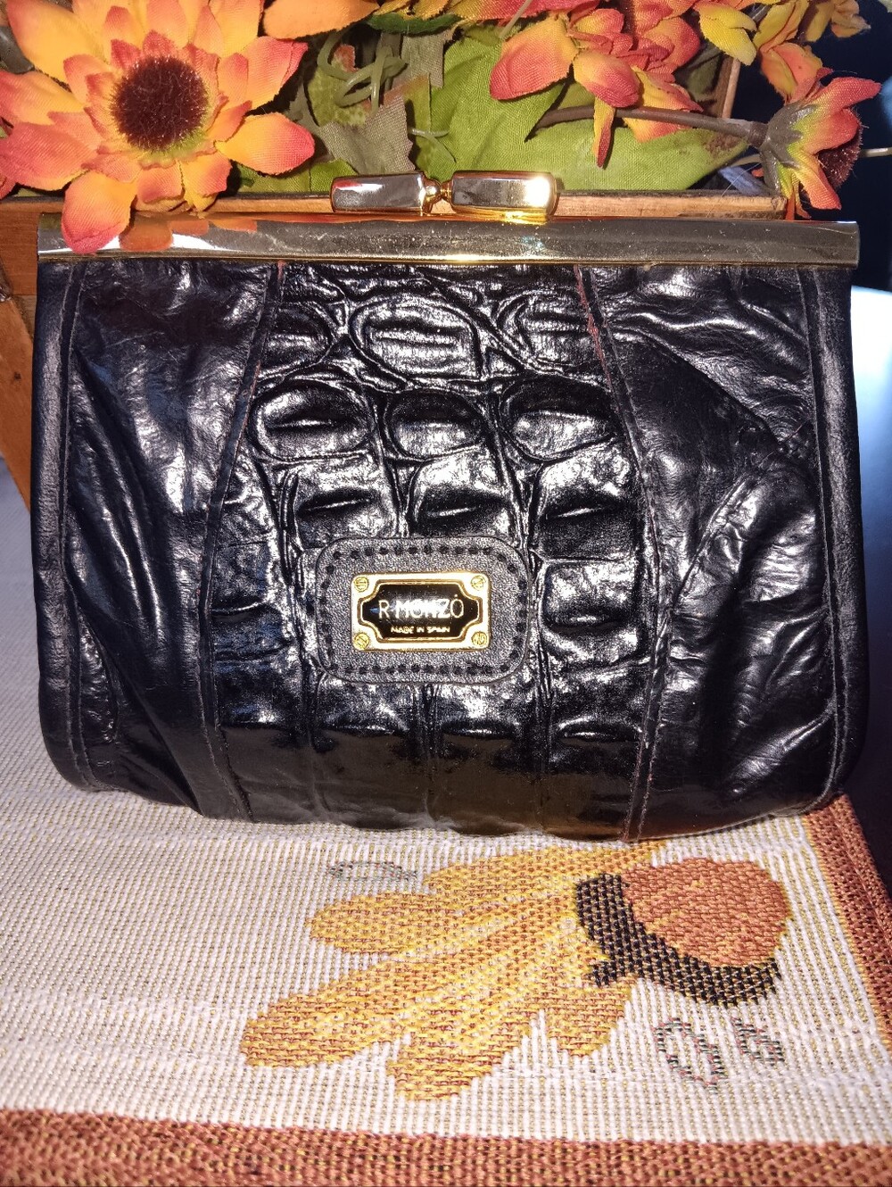 Vintage R.Monzo Black Crocodile Clutch